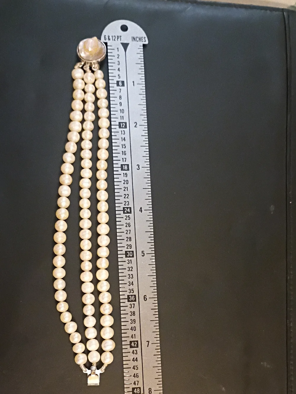 3 Strand Vintage Real Pearl Bracelet